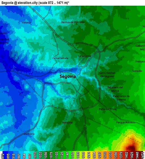 Zoom OUT 2x Segovia, Spain elevation map