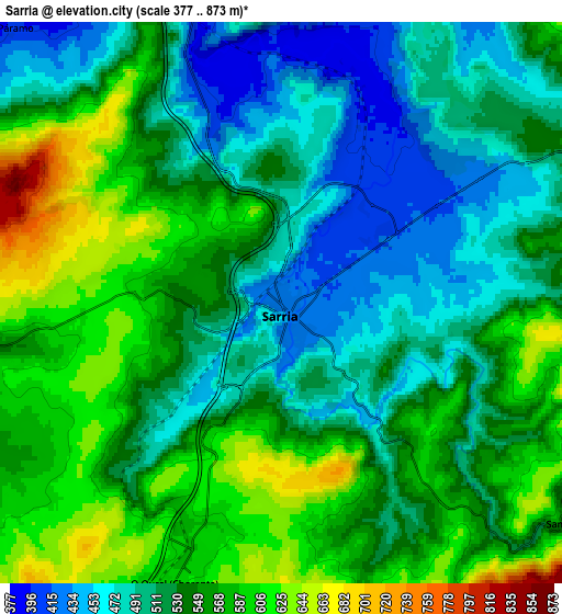 Zoom OUT 2x Sarria, Spain elevation map