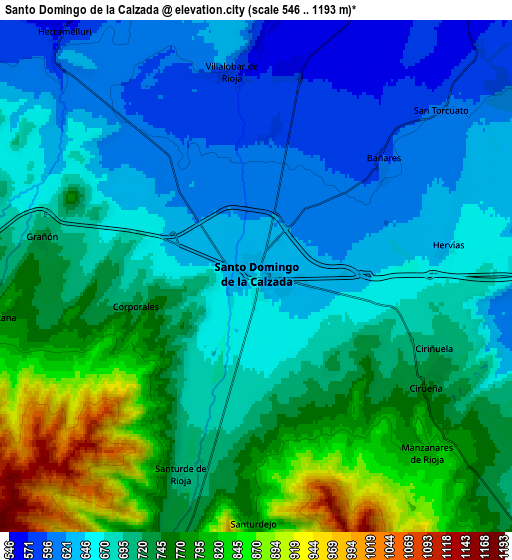 Zoom OUT 2x Santo Domingo de la Calzada, Spain elevation map