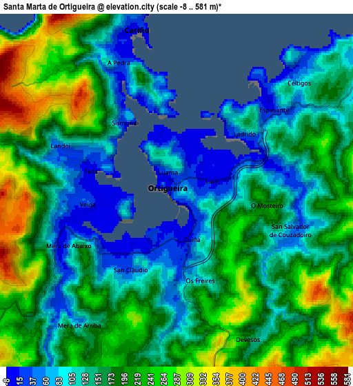 Zoom OUT 2x Santa Marta de Ortigueira, Spain elevation map