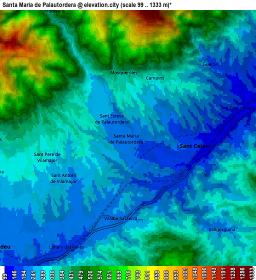 Zoom OUT 2x Santa Maria de Palautordera, Spain elevation map