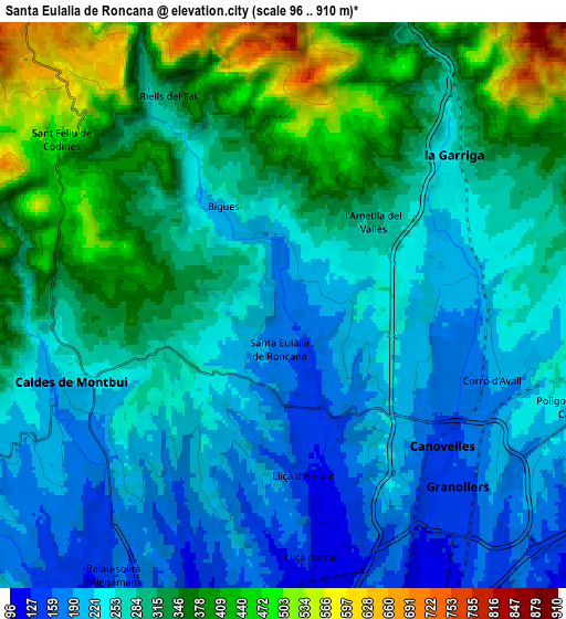 Zoom OUT 2x Santa Eulàlia de Ronçana, Spain elevation map