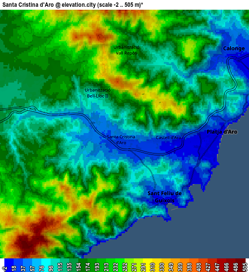 Zoom OUT 2x Santa Cristina d'Aro, Spain elevation map