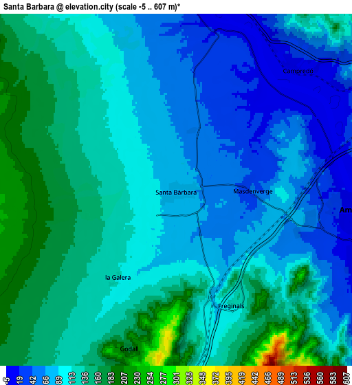 Zoom OUT 2x Santa Bárbara, Spain elevation map
