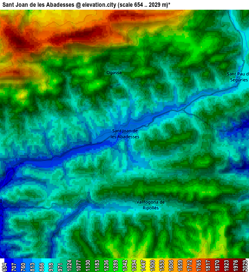 Zoom OUT 2x Sant Joan de les Abadesses, Spain elevation map