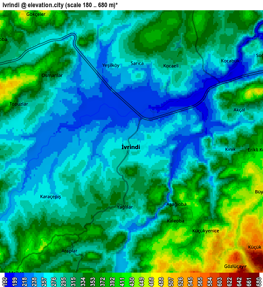 Zoom OUT 2x İvrindi, Turkey elevation map