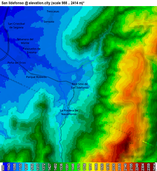 Zoom OUT 2x San Ildefonso, Spain elevation map