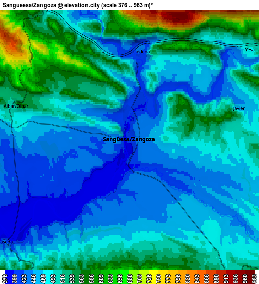 Zoom OUT 2x Sangüesa/Zangoza, Spain elevation map