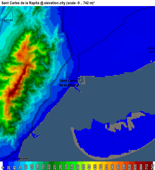 Zoom OUT 2x Sant Carles de la Ràpita, Spain elevation map
