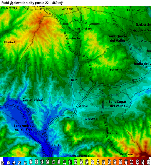 Zoom OUT 2x Rubí, Spain elevation map