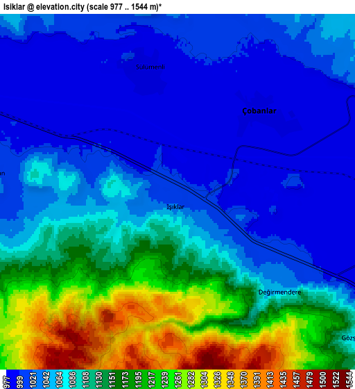 Zoom OUT 2x Işıklar, Turkey elevation map