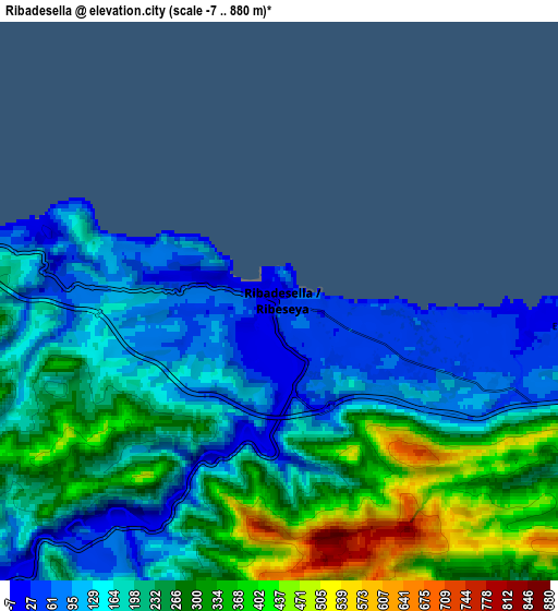 Zoom OUT 2x Ribadesella, Spain elevation map