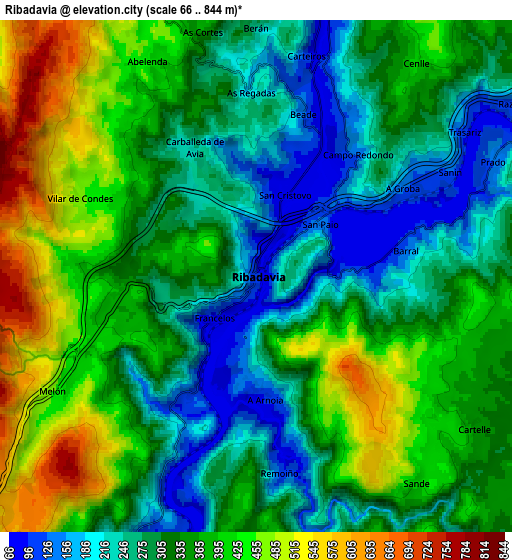 Zoom OUT 2x Ribadavia, Spain elevation map