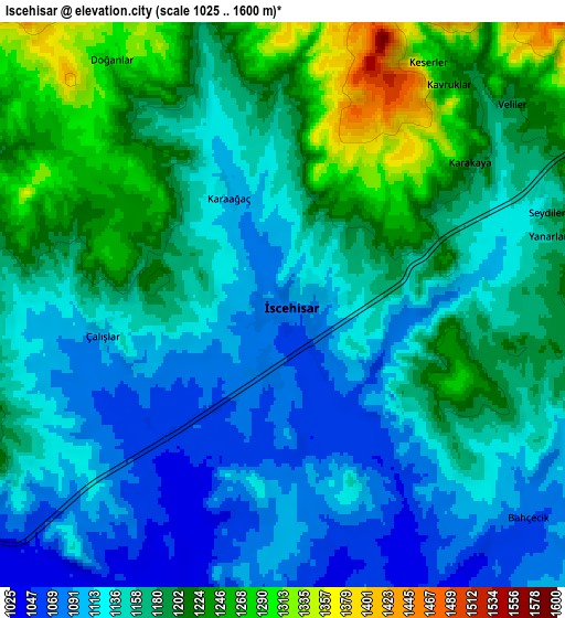 Zoom OUT 2x İscehisar, Turkey elevation map