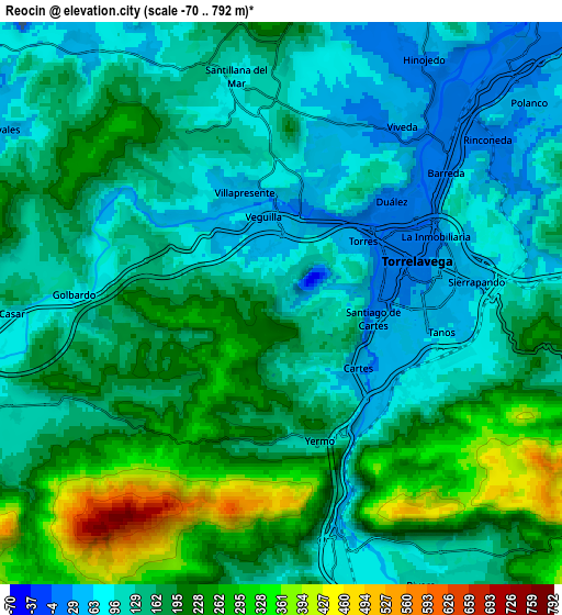 Zoom OUT 2x Reocín, Spain elevation map