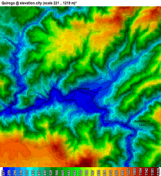 Zoom OUT 2x Quiroga, Spain elevation map