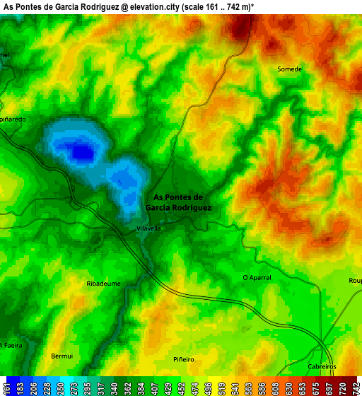 Zoom OUT 2x As Pontes de García Rodríguez, Spain elevation map