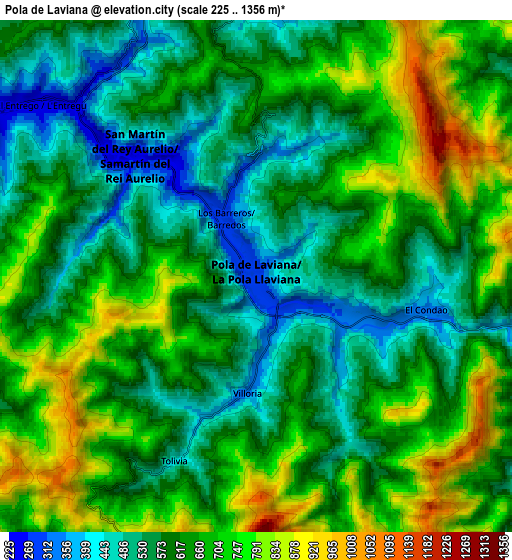 Zoom OUT 2x Pola de Laviana, Spain elevation map