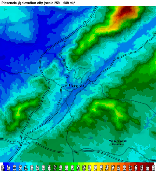 Zoom OUT 2x Plasencia, Spain elevation map