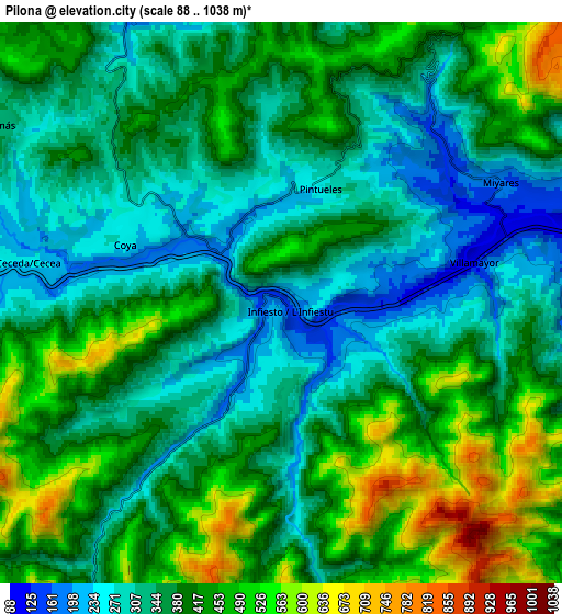 Zoom OUT 2x Piloña, Spain elevation map