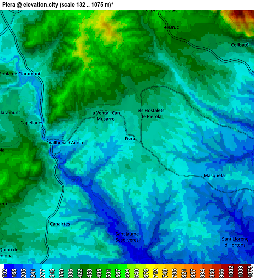 Zoom OUT 2x Piera, Spain elevation map