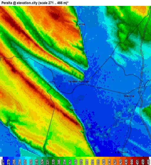 Zoom OUT 2x Peralta, Spain elevation map