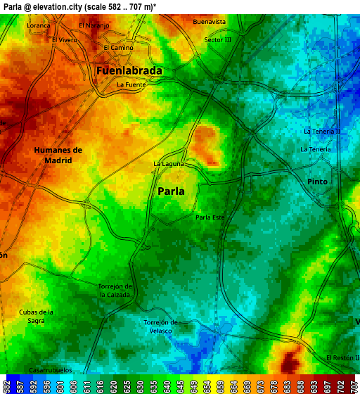 Zoom OUT 2x Parla, Spain elevation map