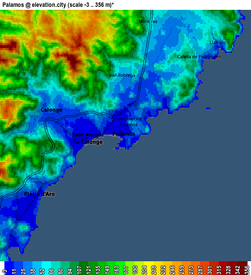 Zoom OUT 2x Palamós, Spain elevation map