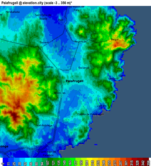 Zoom OUT 2x Palafrugell, Spain elevation map