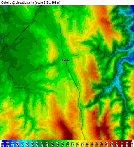 Zoom OUT 2x Outeiro, Spain elevation map