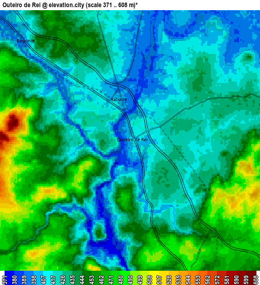 Zoom OUT 2x Outeiro de Rei, Spain elevation map