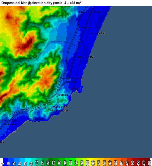 Zoom OUT 2x Oropesa del Mar, Spain elevation map