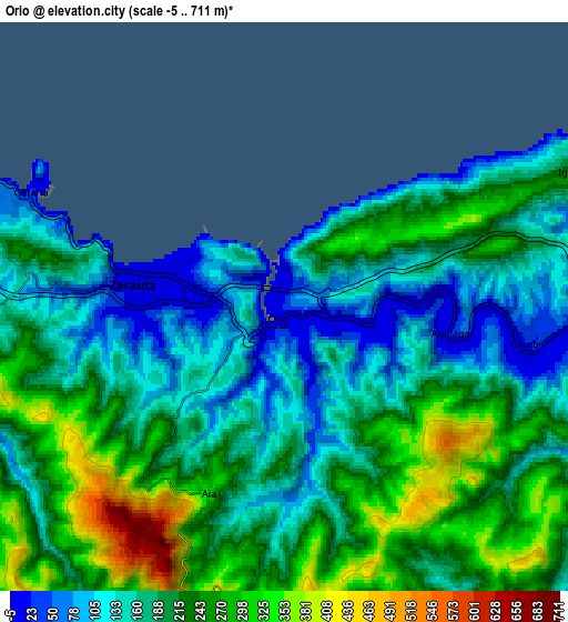 Zoom OUT 2x Orio, Spain elevation map