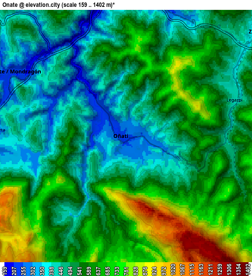Zoom OUT 2x Oñati, Spain elevation map