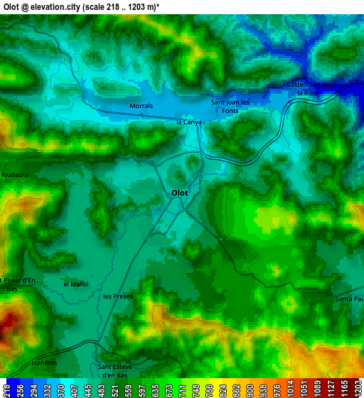 Zoom OUT 2x Olot, Spain elevation map