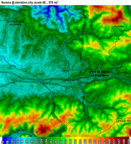 Zoom OUT 2x Noreña, Spain elevation map