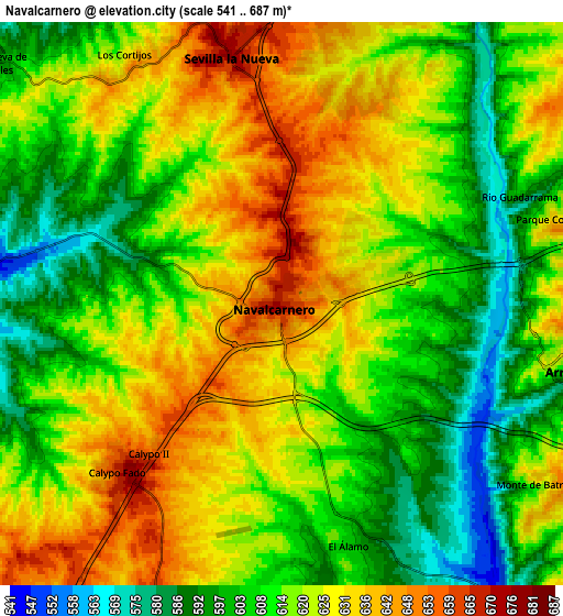 Zoom OUT 2x Navalcarnero, Spain elevation map