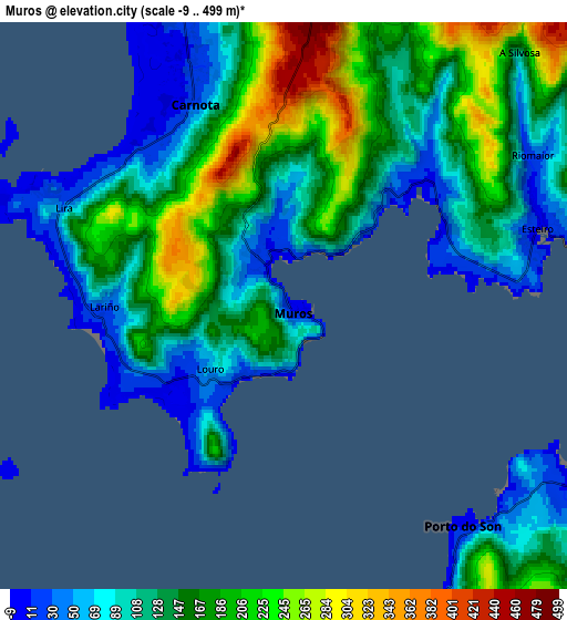 Zoom OUT 2x Muros, Spain elevation map