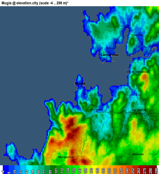 Zoom OUT 2x Mugia, Spain elevation map