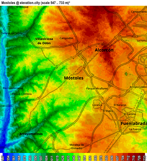 Zoom OUT 2x Móstoles, Spain elevation map