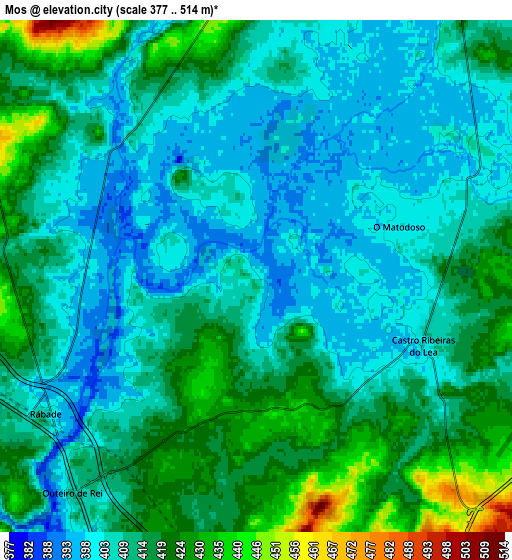 Zoom OUT 2x Mos, Spain elevation map