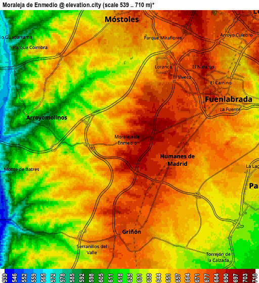 Zoom OUT 2x Moraleja de Enmedio, Spain elevation map