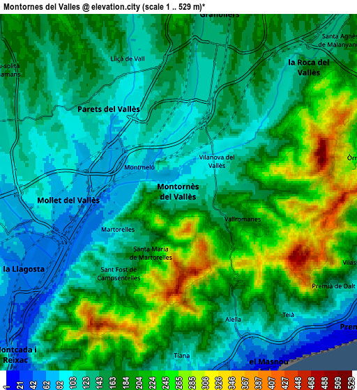 Zoom OUT 2x Montornès del Vallès, Spain elevation map