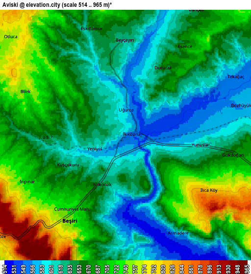 Zoom OUT 2x Aviski, Turkey elevation map