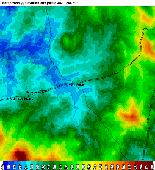 Zoom OUT 2x Monterroso, Spain elevation map