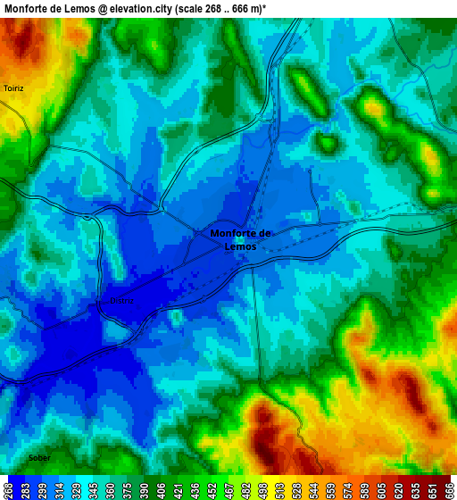 Zoom OUT 2x Monforte de Lemos, Spain elevation map