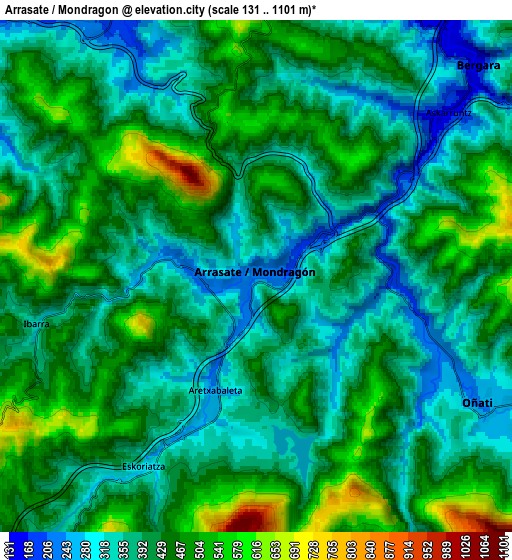 Zoom OUT 2x Arrasate / Mondragón, Spain elevation map