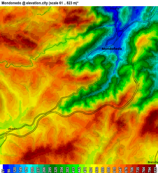 Zoom OUT 2x Mondoñedo, Spain elevation map