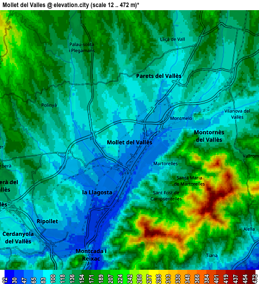 Zoom OUT 2x Mollet del Vallès, Spain elevation map