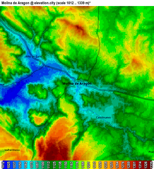 Zoom OUT 2x Molina de Aragón, Spain elevation map